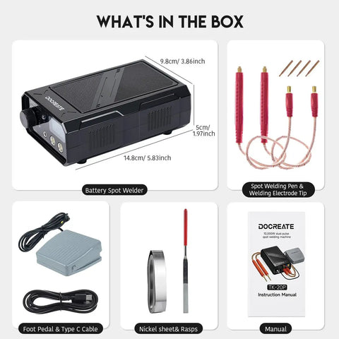 Beefy 10000W Battery Spot Welder With 1200A Dual Pulse in box with accessories