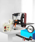 Heavy Hitter Brushless Electric Belt Sander And Knife Sharpener With Adjustable Speed Rugged Steel Frame for grinding.