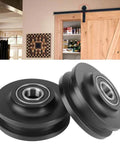 Sliding Barn Door Roller Wheels For Closets Cabinets And Windows Dope Heavy Duty Industrial Hardware Kit in black metal