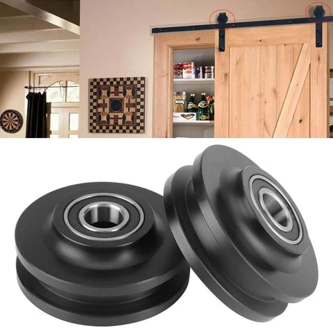 Sliding Barn Door Roller Wheels For Closets Cabinets And Windows Dope Heavy Duty Industrial Hardware Kit in black metal
