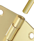 Close-up of brushed nickel door hinge 3.5 inch with removable pin, part of 30 Pack Beefy Brushed Nickel Door Hinges For Interior Doors 3.5 Inch With 5/8 Radius Corner Removable Pin Satin Nickel Silver Durable Rust Resistant Heavy Duty Smooth Quiet Closing set.