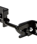 Badass Adjustable Gate Latch Built Damn Tough With Hot Rolled Steel For Secure Wood Fence Or Farmyard Gate Shutdown Self Calibrating Frame That Grips Tight In Sleek Black, detailed view of black steel latch mechanism.