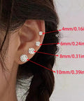 Minimalist CZ Cluster Small Ball Stud Earrings For Women And Girls 10mm 925 Sterling Silver With Long Lasting Finish Dainty Everyday Jewelry Sleek Dope Ear Studs For Day Or Night Classy Sparkle. 10mm CZ stud on ear