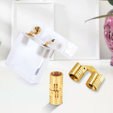 Hidden Brass Hinges 8mm 4 Pack With 16 Screws For Jewelry Boxes And Cabinets Concealed Invisible 180 Degree Opening DIY Handcraft