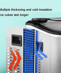 Totally Portable Countertop Ice Cube Maker With Zero Hassle Production That Whips Up A Fast 24 Piece Batch For Keeping Drinks Iced All Day Solid Food Grade Abs Housing Super Easy Setup Perfect For Home Bar showing multiple insulation and ice cubes.