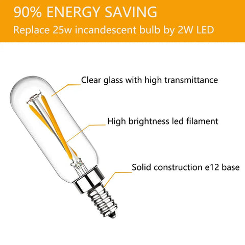 B11 Candelabra Base Warm White 2700K Light Bulb with clear glass, LED filament, and E12 base shown for energy efficiency 12 pack