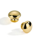 Handmade Solid Brass Cabinet Knobs Round Unlacquered Drawer Pulls Developing Rich Antique Patina Over Time on white background.