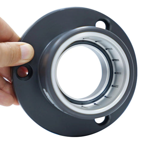 Built Tough HSK63 Needle Roller Bearing Tightening Fixture For CNC Tool Holders shown in hand, orange steel housing, 63mm bore.