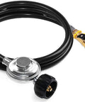 12 Foot Propane Hose With Regulator For RV Grills And Heaters, Low Pressure Quick Connect To 1/4 Inch Female Or Acme Nut, Type 1 QCC1 Adapter