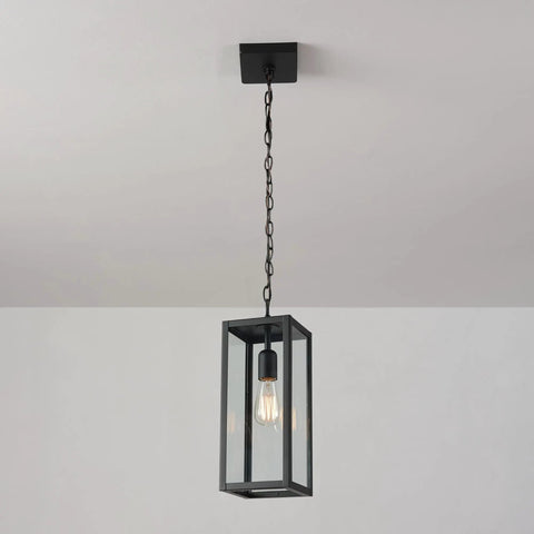 Outdoor Pendant Light One Light In Matte Black With Clear Glass Shade E26 Base Socket Ceiling Hanging Fixture For Porch Or Kitchen Island Dope Modern Vintage Vibe Bulb Not Included