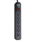 Six Outlet Surge Protector Power Strip With Six Foot Extension Cord Delivers 900 Joules Of Surge Protection, 15 Amp Circuit Breaker, UL Certified, Black