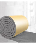 Self Adhesive Soundproof Foam Panels Tame Room Echo With This High Density Egg Crate Acoustic Padding Fast Expanding Roll displayed rolled out.