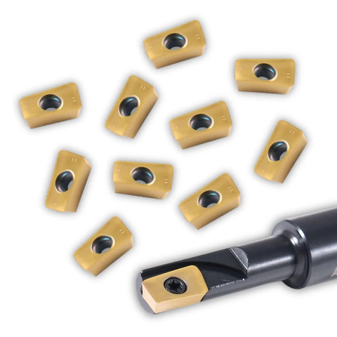 Three Eighths Inch 90 Degree Square Shoulder Indexable End Mill With Ten APKT11T308 Inserts One Flute Half Inch Shank Three Inch Overall Length Carbide Insert