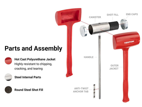 Dead Blow Hammer 26 Oz With Textured Nonslip Grip For Less Rebound And Superior Control In Auto Shop And Home Repairs Pro Grade Build Made In USA HDB30026 Heavy Duty parts and assembly diagram