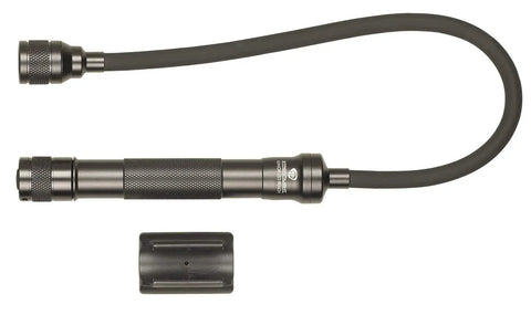 Jr. Reach LED 115-Lumen Handheld Flashlight With Flexible 14-Inch Extension Cable, Two AA Batteries Included, black, top view