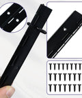 Premium Bulletproof Offset Piano Hinges Black 4 Pack Stainless Steel Continuous Cabinet Hardware with screws detailed view.