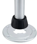 Heavy Duty RV Removable Table Leg Kit 28.5 Inch Aluminum Support Post Chrome Finish with black floor bracket.