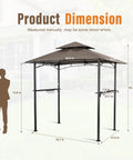 Outdoor Grill Gazebo 8 By 5 Foot Patio Canopy With Double Tier Roof And Air Vent And Eight Tool Hooks for Barbecue