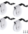 Four Piece Spring Tension Screen Door Rollers Replacement Sliding Patio Door Wheels Fits B638 B687 B639, nylon wheels with metal brackets.