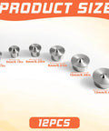Solid Dowel Pin Centers Drill Hole Tool Set For Woodworking, 12 pcs transfer plugs size chart showing diameters 4-12mm