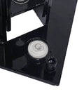 Close-up of Pool Fence Drill Guide with Bubble Level for No Guesswork Easy and Accurate Hole Drilling, black finish, showing bubble level