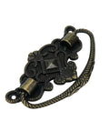 Vintage Antique Cabinet Bail Pull Handles Set Of 8 In Bronze Finish, close-up of drop ring pull with Chinese Retro Cloud Design