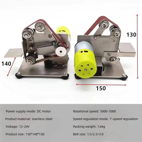 Professional Grade Mini Belt Sander Boasting A Sick Pure Copper Motor, stainless steel build, precise adjustable sharpening tool.