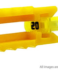 Close-up of yellow fuse puller holding 20A fuse from 120 Piece Auto Fuse Kit With 119 Blade Fuses And Color Coded Housings Plus Fuse Puller Includes 5A 7.5A 10A 15A 20A 25A 30A For Quick Fixes And Easy Visual ID.