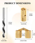 Drill bit and dimensions of hinges in 12 Pack 10mm Hidden Brass Barrel Hinges Kit With 10mm Drill Bit For Cabinet Doors And Furniture Projects