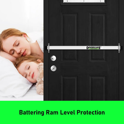 Heavy Duty Door Security Bar For Inward Swing Front Doors Fits 32 To 36 Inches Built Tough With Wall Stud Mount And 2000 Pound Resistance