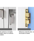 Installing Heavy Duty Smooth Quiet Double Ball Catch For Kitchen Cabinet Doors And Shoe Cupboards. Solid Brass hinge visible.