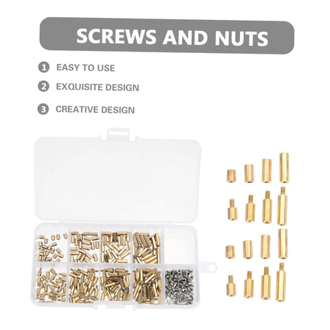 Built Different M2 Screw Assortment Kit With Nickel Plated Iron Fasteners And Copper Standoff Spacers For Heavy Duty Assembly Projects Featuring Durable Threaded Pillars In A Solid Storage Case in organized compartments.