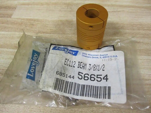 Lovejoy EC112 Flexible Beam Coupling 3/8 Inch By 1/2 Inch Bore Size With 1-1/4 Inch OD And 1-5/8 Inch Length For Smooth Power Transmission And Durable Performance In Varying Mechanical Drives, gold aluminum shaft coupling