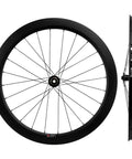 Dope Carbon Road Bike Disc Brake Wheelset With 55mm Clincher Tubeless Ready Rim 25mm Width UD Matte Finish 700C front and side view