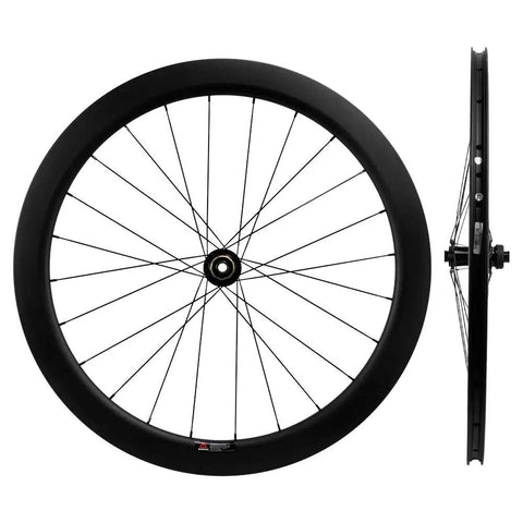 Dope Carbon Road Bike Disc Brake Wheelset With 55mm Clincher Tubeless Ready Rim 25mm Width UD Matte Finish 700C front and side view