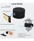 Lightess LED Wall Sconce 19 RGB Colors Dimmable, Rechargeable Sconces Battery Operated Picture Light, Touch & Remote Control features USB charging port and adjustable magnetic ball.