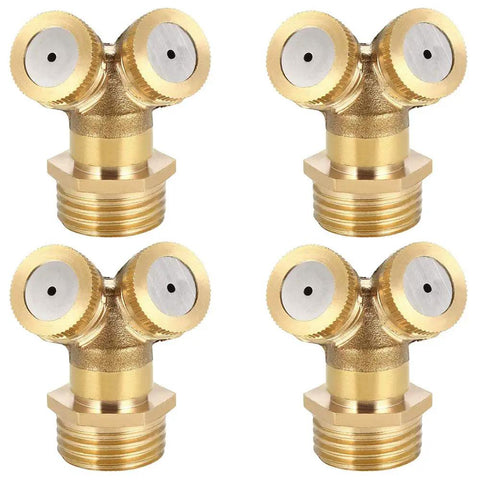 Four brass misting nozzle two hole garden sprinkler for irrigation systems one quarter inch, anti rust agricultural sprayer