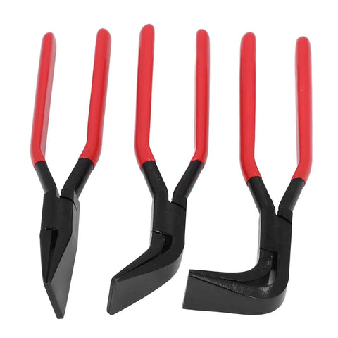 Three Piece Metal Bending Pliers Set With Straight 45 Degree And 90 Degree Jaws For Clean Sheet Metal Edges Handy Seamers