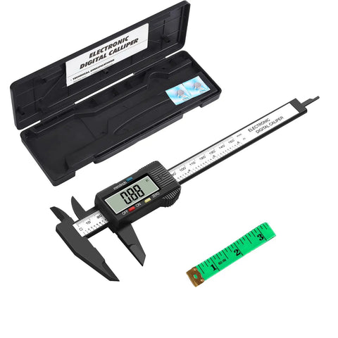 Digital Vernier Caliper 0-6 Inch With External Internal Depth And Step Measurements, Auto Off, Inch And Millimeter Conversion, Precision 0.001 Inch, Handy Diy Measuring Tool Plus Tape Measure with black case and ruler