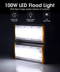 Heavy Duty 100W LED Flood Lights Hella Bright IP65 Waterproof Security Lamps with 120° beam angle for outdoor use.