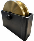 6 Inch V Groove Power Wheel With Zinc Plated Finish And Box Mount, 5 8 Inch Axle Compatible, 3000 Lb Capacity, showing steel roller and sturdy box mount.