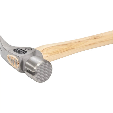 Close-up of 14oz Titanium Framing Hammer With Magnetic Nail Holder And Milled Face For One Hand Nail Start, model VN07175 7175.