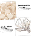 Close-up of 120Pcs Wool Buffing Wheels Set With Mandrel Handle For Rotary Tools, showing buffing wheels and mandrels for polishing.