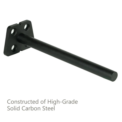 Eight Pack Six Inch Hidden Floating Shelf Brackets Heavy Duty Invisible Wall Bracket Supports Black Powder Coated Solid Steel close-up of a bracket with a 6 inch rod.