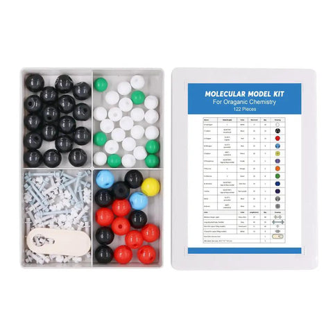 122 Piece Molecular Model Kit For Organic And Inorganic Chemistry, Hands On Learning For Students And Teachers, Includes 59 Atoms