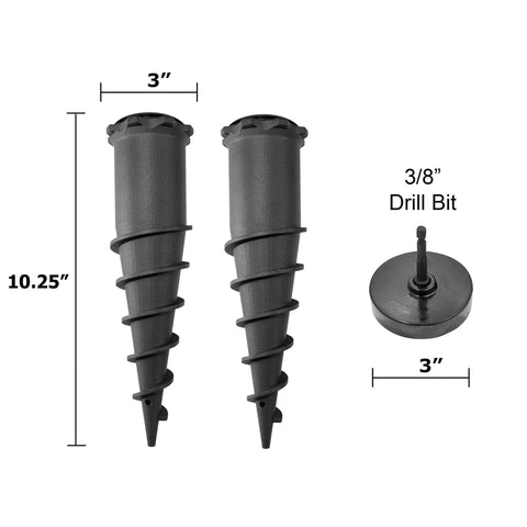 Heavy Duty Ground Stakes Torch Stand For Outdoor Tiki Torches, Freestanding Spike Bases For Ground, 10.25 inch size, two pack
