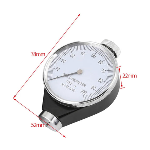 Shore Type A Durometer Hardness Tester Go-To Tool For Rubber Plastic Tire Leather And Wax Waterproof Alloy Shell With Easy Read A Scale Meter For Precise Measurements, 78mm x 52mm
