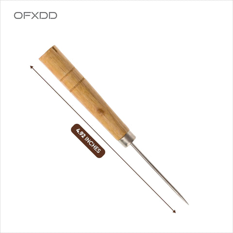 Solid Wooden Scratching Awl For Leatherwork And Bookbinding With Comfort Grip, 4.92 inches, durable wood handle.