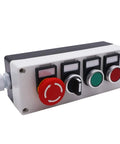 Red Mushroom Emergency Stop Push Button Switch, self-locking latching rotary, 3 positions, 2NO, 10A 440V in station box mount