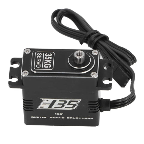 Hella Precise 35kg Digital Servo Motor With Rock Solid Metal Gears For RC Cars Drones And Robot Builds featuring a black brushless servo motor.